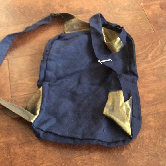 Cute dull gold & navy blue backpack - Picture 2 of 2